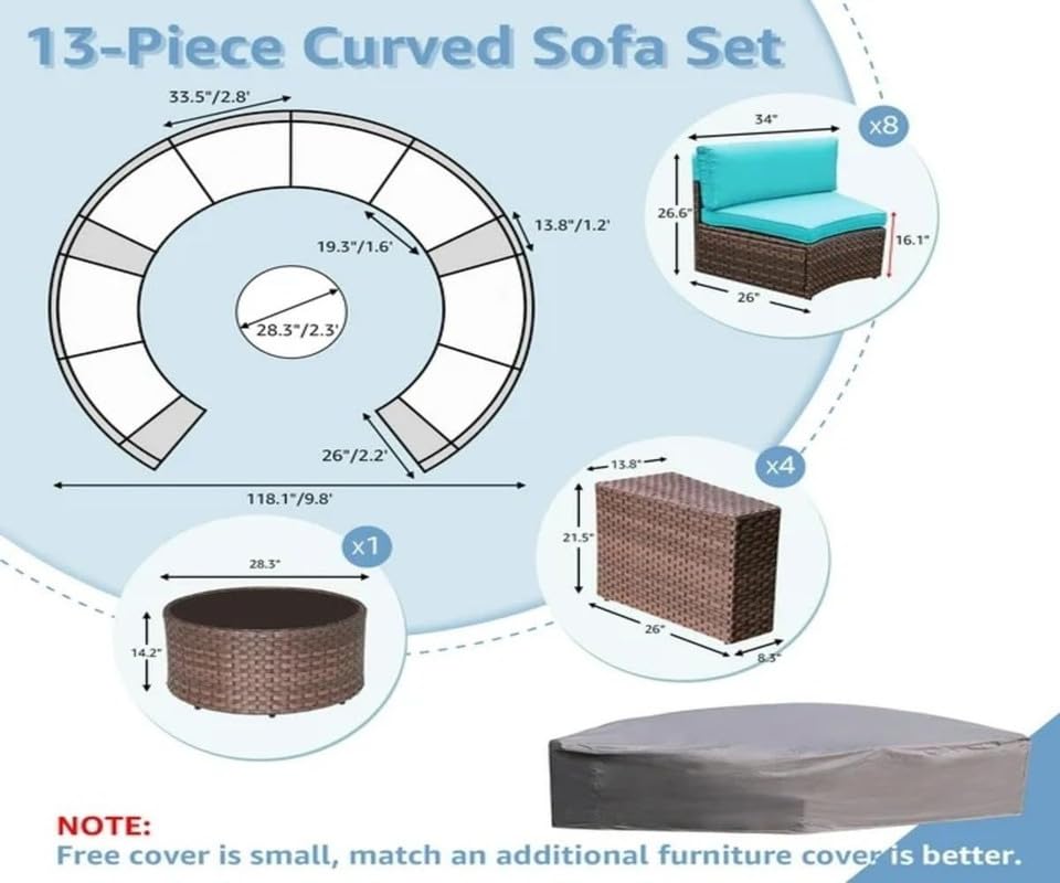 Virasat 8 Seater Sofa Outdoor Patio Set Sky Blue Cushion-VIRASAT FURNITURE & FURNISHING