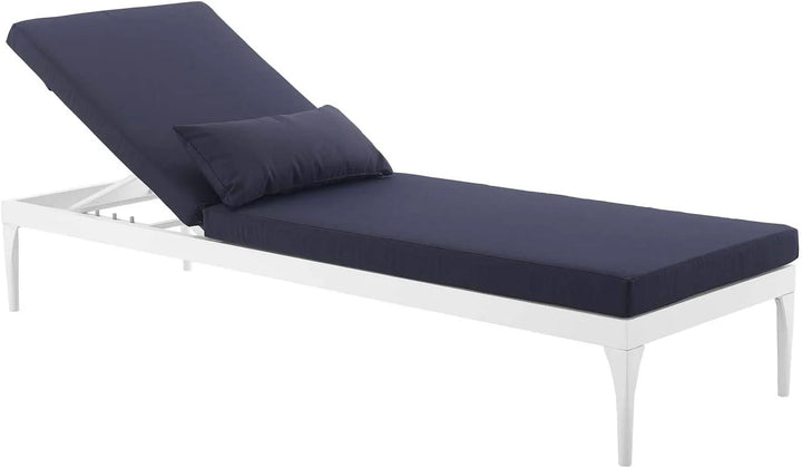 Virasat Daley Outdoor Swimming Poolside Lounger (White + Navy Blue) Set of 2