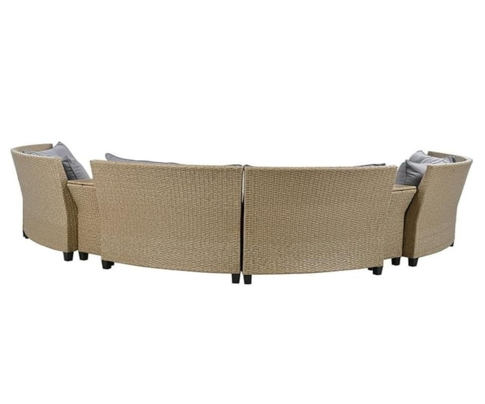 Virasat 8 Seater Half-Moon Sofa Outdoor Patio Set Grey Cushion-VIRASAT FURNITURE & FURNISHING