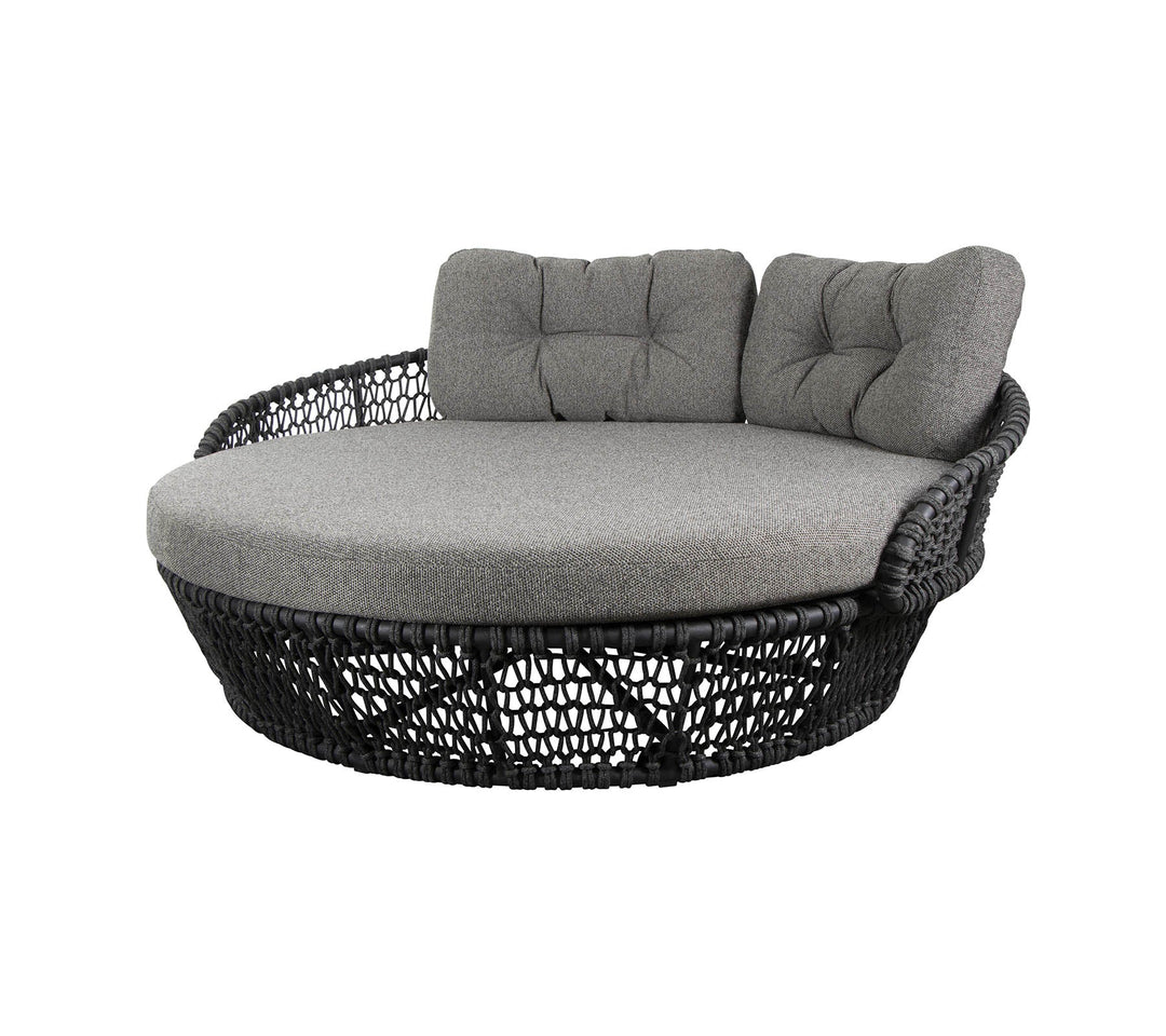 Virasat Greco Outdoor Poolside Sunbed With Cushion Daybed (Black) Braided & Rope