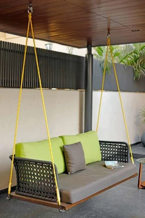Virasat Double Seater Hanging Swing Without Stand For Balcony, Garden Swing (Grey) Braided & Rope-VIRASAT FURNITURE & FURNISHING