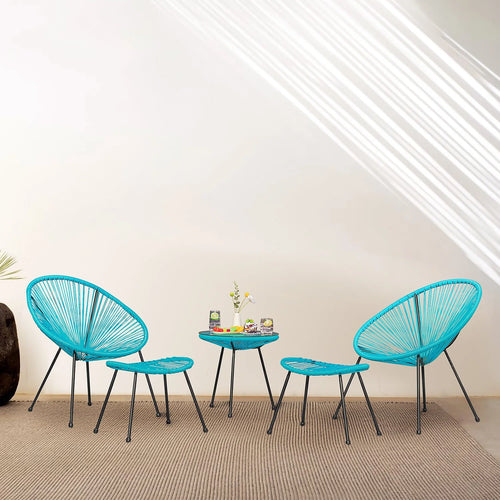 Virasat Outdoor Patio Seating Set 2 Chairs and 1 Table Set (Blue)-VIRASAT FURNITURE & FURNISHING