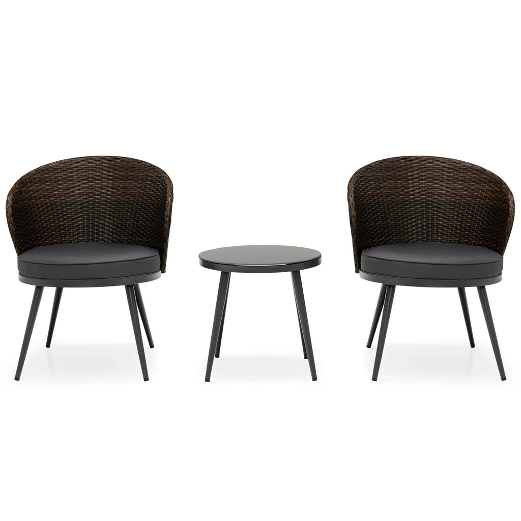 Virasat Outdoor Patio Seating Set 2 Chairs and 1 Table Set (Black + Brown)-VIRASAT FURNITURE & FURNISHING