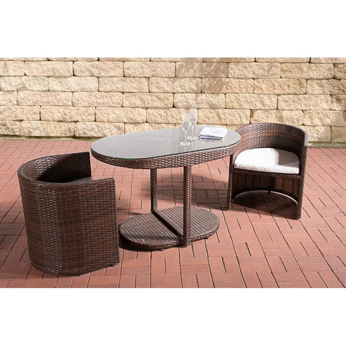 Virasat Outdoor Patio Seating Set 2 Chairs and 1 Table Set Brown-VIRASAT FURNITURE & FURNISHING