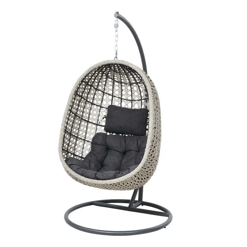 Virasat Single Seater Hanging Swing With Stand For Balcony, Garden Swing (Grey)-VIRASAT FURNITURE & FURNISHING