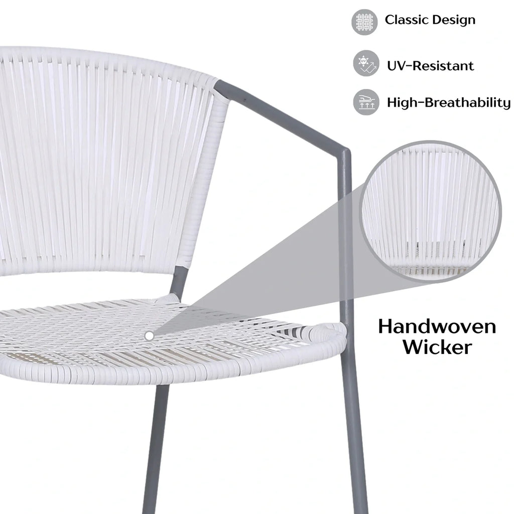 VIRASAT FURNITURE 3-Piece Outdoor White Wicker Patio Set