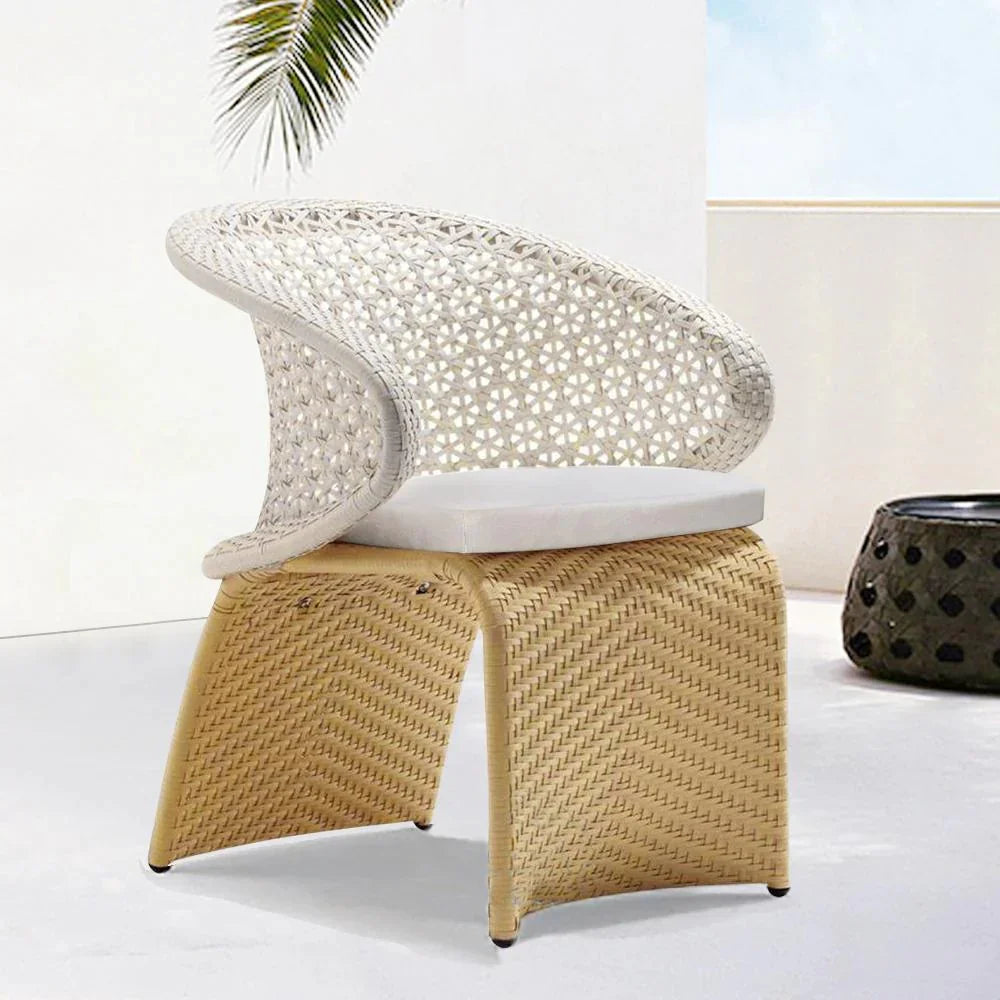 Virasat Outdoor Patio Seating Set 4 Chairs and 1 Table Set (Tan + White)-VIRASAT FURNITURE & FURNISHING