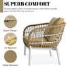 VIRASAT FURNITURE Outdoor Rope 3-Piece Patio Set (Beige & Dark Cream)