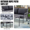 VIRASAT FURNITURE L-SHAPE OUTDOOR ROPE SOFA SET 6-SEATER (GREY)