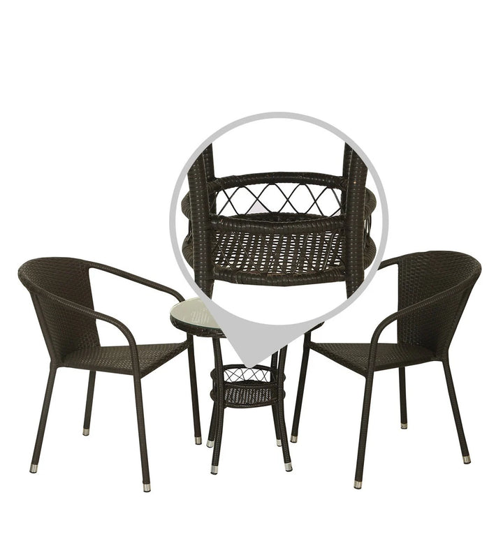 Virasat Ted Outdoor Patio Seating Set 2 Chairs and 1 Table Set (Black)