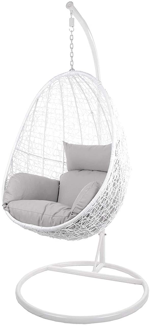 Virasat Giulietta Single Seater Hanging Swing With Stand For Balcony , Garden Swing (White)