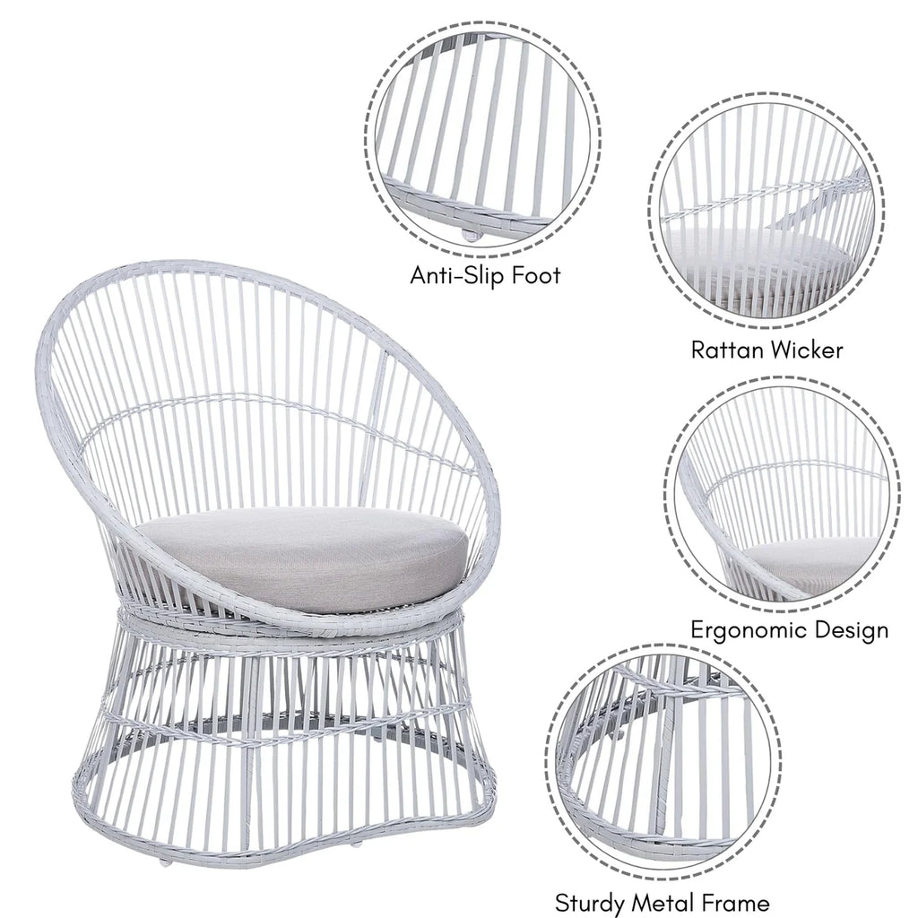 VIRASAT FURNITURE Outdoor Wicker Patio Set with Glass Top Table