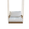 VIRASAT FURNITURE ULEK SINGLE SEATER HANGING SWING WITHOUT STAND FOR BALCONY & GARDEN SWING (WHITE + TAN) BRAIDED & ROPE