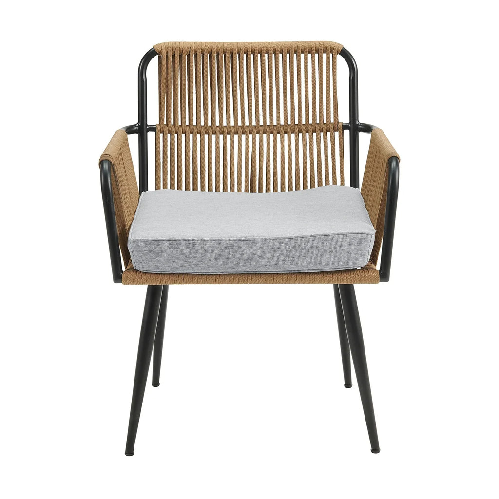 Virasat Outdoor Patio Seating Set 2 Chairs and 1 Table Set (Tan) Braided & Rop-VIRASAT FURNITURE & FURNISHING