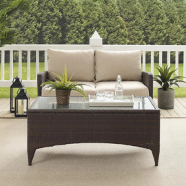 Virasat Outdoor 2 seater Sofa and 1 Center Table (Brown + Beige)