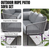 VIRASAT FURNITURE 6 SEATER L-SHAPE OUTDOOR ROPE CONVERSATION SOFA SET (GREY)
