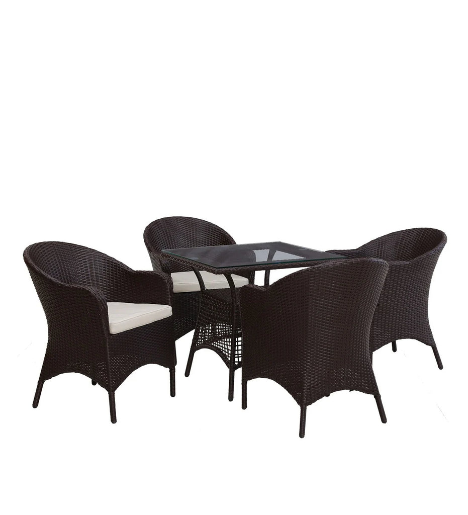 Virasat Outdoor Patio Seating Set 4 Chairs and 1 Table Set (Dark Brown)-VIRASAT FURNITURE & FURNISHING