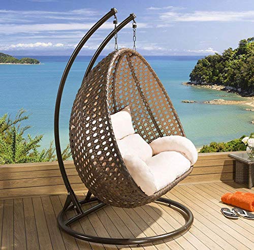 Virasat Double Seater Hanging Swing With Stand For Balcony, Garden Swing (Gold)-VIRASAT FURNITURE & FURNISHING