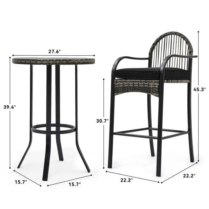 Virasat Chairio Outdoor Bar Sets 2 Chairs and 1 Table Patio Bar Set