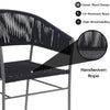 VIRASAT FURNITURE 3-Piece Black Rope Outdoor Patio Set with Cushions & Center Table