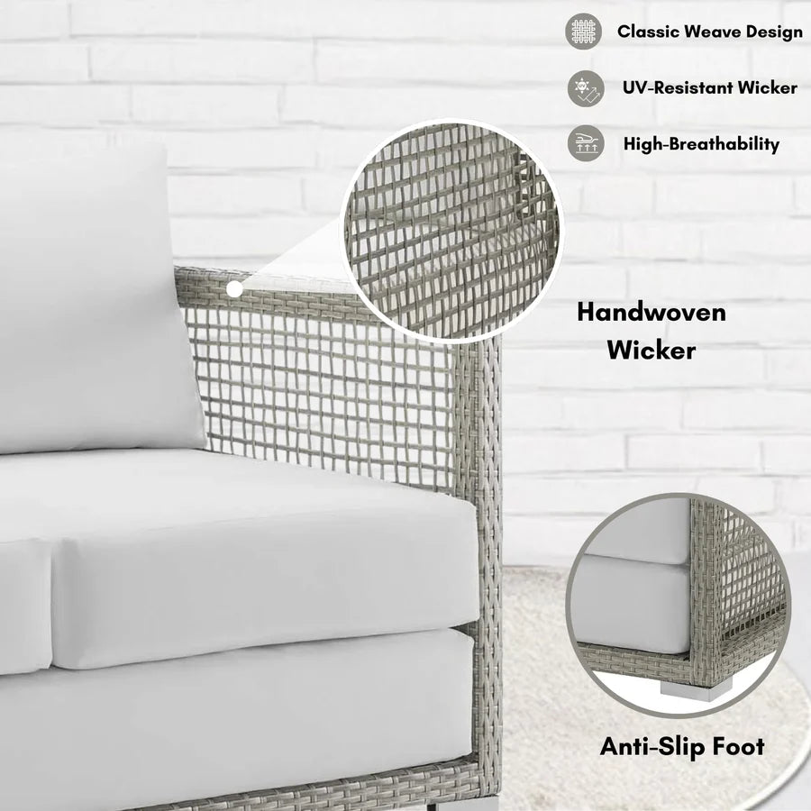 VIRASAT FURNITURE OUTDOOR WICKER WOVEN 6 PIECES SECTIONAL PATIO FURNITURE SET (GREY)