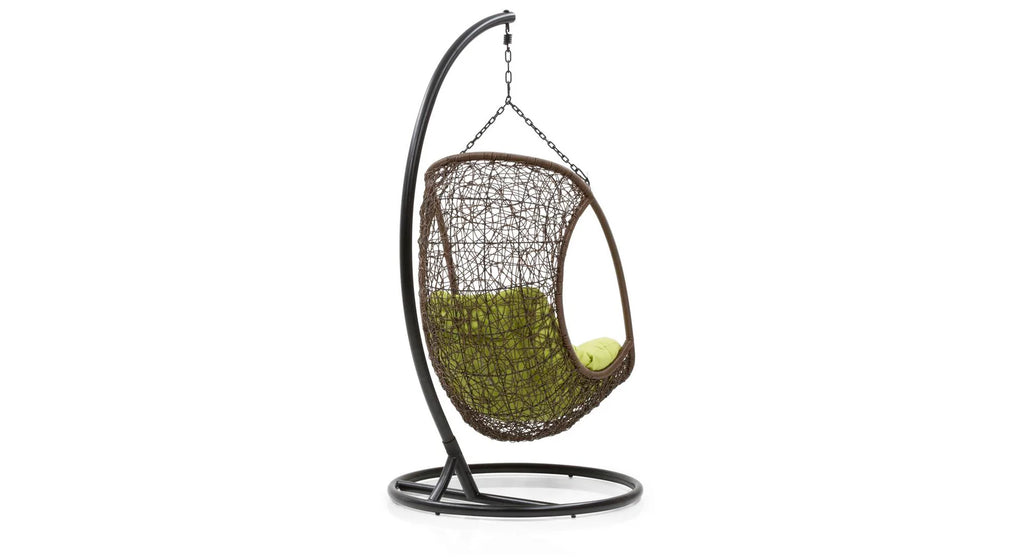 Virasat Single Seater Hanging Swing With Stand For Balcony, Garden Swing (Dark Brown)-VIRASAT FURNITURE & FURNISHING