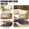 VIRASAT FURNITURE 5 SEATER L-SHAPE OUTDOOR ROPE SOFA SET (BEIGE & CREAM)