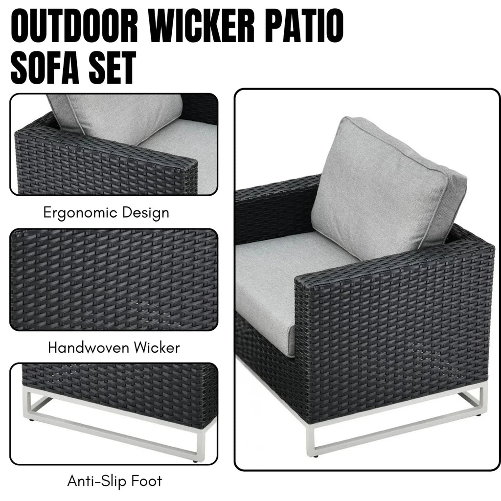 VIRASAT FURNITURE L-SHAPE OUTDOOR RATTAN WICKER SOFA SET 7-SEATER