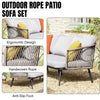 VIRASAT FURNITURE 5 SEATER L-SHAPE OUTDOOR HANDWOVEN ROPE SOFA SET (ALL-WEATHER)