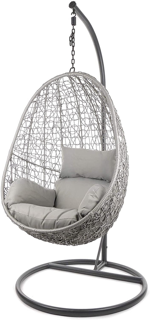 Virasat Single Seater Hanging Swing With Stand For Balcony , Garden Swing (Dark Grey)-VIRASAT FURNITURE & FURNISHING