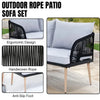 VIRASAT FURNITURE L-SHAPE OUTDOOR ROPE SOFA SET 6-SEATER WITH CENTER TABLE (GREY)