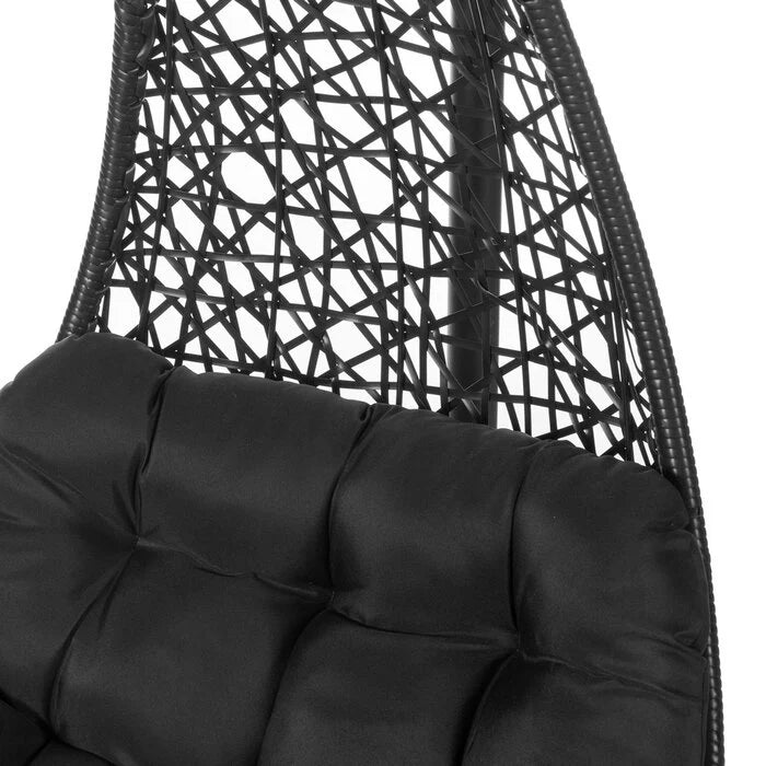 Virasat Single Seater Hanging Swing With Stand For Balcony, Garden (Black)-VIRASAT FURNITURE & FURNISHING