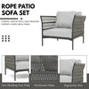 VIRASAT FURNITURE OUTDOOR ROPE SOFA SET 7-SEATER WITH GLASS TOP CENTER TABLE (GREY/BEIGE)
