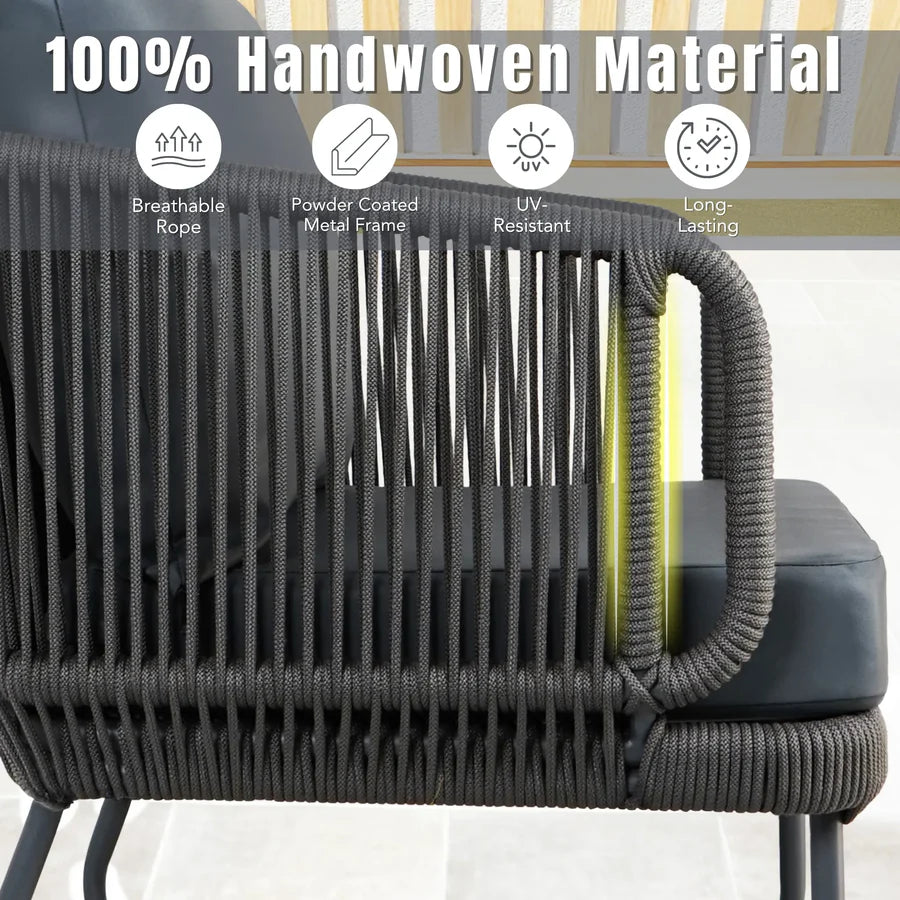 VIRASAT FURNITURE OUTDOOR ROPE 6-SEATER SOFA SET (GREY)