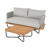 VIRASAT FURNITURE OUTDOOR 6-PIECE ROPE WOVEN CONVERSATION SOFA SET WITH WOODEN TOP TABLE (GREY)