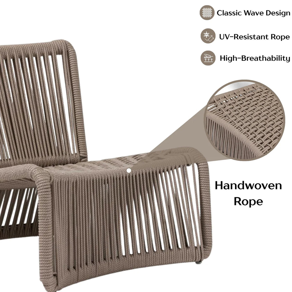 VIRASAT FURNITURE 3-Piece Outdoor Beige Rope Patio Set