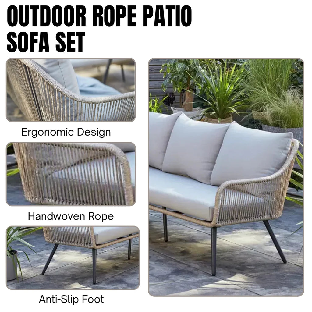 VIRASAT FURNITURE 6 SEATER L-SHAPE OUTDOOR ROPE SOFA SET