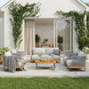 VIRASAT FURNITURE OUTDOOR 6-PIECE ROPE WOVEN CONVERSATION SOFA SET WITH WOODEN TOP TABLE (GREY)