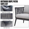 VIRASAT FURNITURE OUTDOOR GREY ROPE SOFA SET 7-SEATER WITH GLASS TOP CENTER TABLE