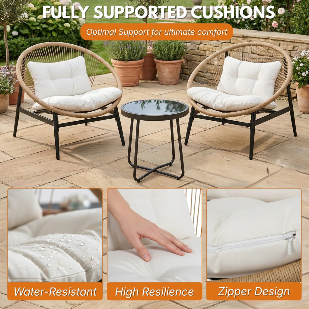 VIRASAT FURNITURE 3-Piece Outdoor Patio Bistro Set