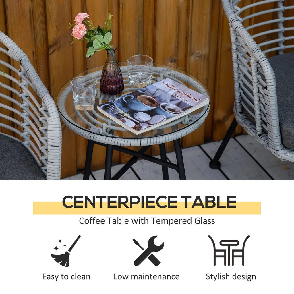 Virasat Outdoor Patio Seating Set 2 Chairs and 1 Table Set (Grey)-VIRASAT FURNITURE & FURNISHING