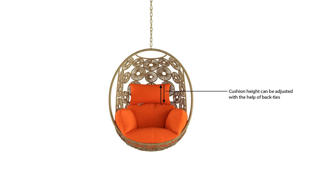 Virasat Single Seater Hanging Swing Without Stand For Balcony, Garden Swing (Honey)-VIRASAT FURNITURE & FURNISHING