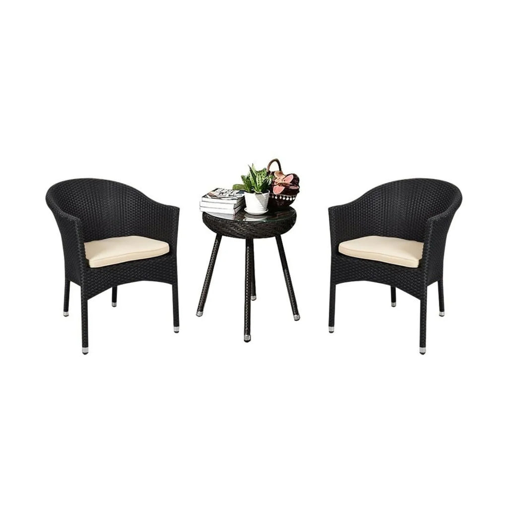 VIRASAT FURNITURE 3-Piece Outdoor Rattan Wicker Patio Set