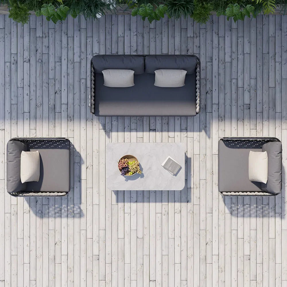 Virasat Outdoor Garden Balcony Sofa Set 2 Seater, 2 Single seater and 1 Center Table Set, Braid & Rope (Grey)-VIRASAT FURNITURE & FURNISHING