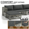 VIRASAT FURNITURE OUTDOOR ROPE SOFA SET 6-SEATER WITH OTTOMAN & CENTER TABLE (GREY) – BRAIDED GARDEN & BALCONY SET