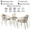 VIRASAT FURNITURE SURFER OUTDOOR PATIO SEATING SET 2 CHAIRS AND 1 TABLE SET (GREY) BRAIDED & ROPE