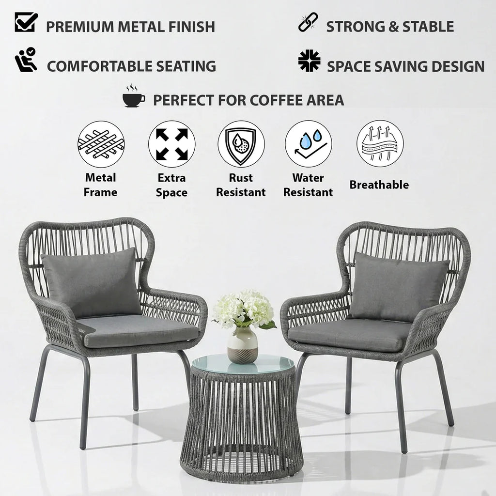 Intra Outdoor Patio Seating Set 2 Chairs and 1 Table Set
