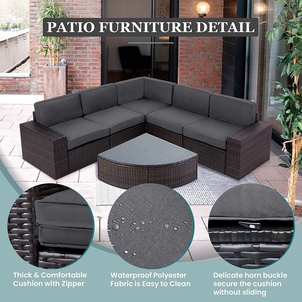 Virasat Outdoor Garden Balcony Sofa Set 5 Seater and 1 Center Table Set (Grey)-VIRASAT FURNITURE & FURNISHING