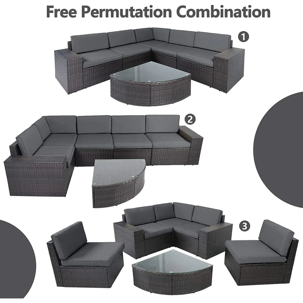 Virasat Outdoor Garden Balcony Sofa Set 5 Seater and 1 Center Table Set (Grey)-VIRASAT FURNITURE & FURNISHING