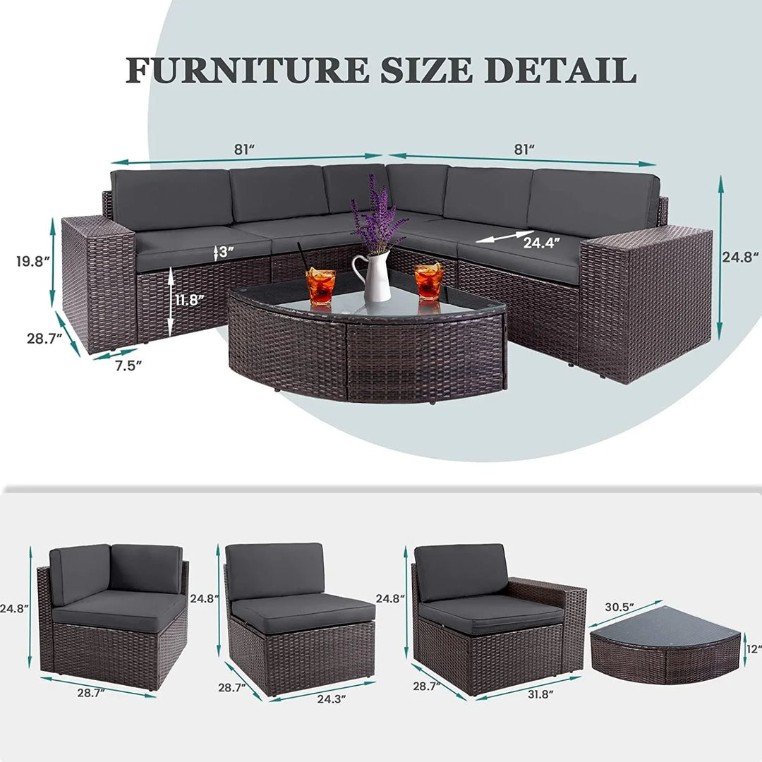 Virasat Omehia Outdoor Garden Balcony Sofa Set 5 Seater and 1 Center Table Set (Grey)